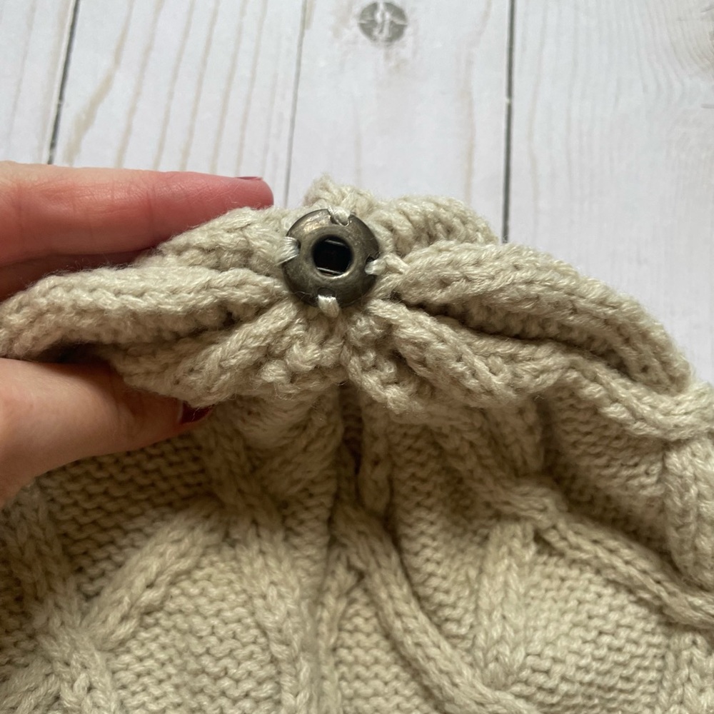 Tan Neutral Beanie With Interchangeable Hat Toppe… - image 4